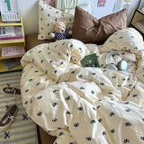 SHOPMOCHO Kids Duvet Cover Set Cute Cartoon No Filler Single Queen Size Girls Boys Flat Sheet Pillowcase Spring Summer Soft Bed Linens