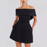 Shopmocho New Fashionable Hot Selling  Spring and Summer New Waistband One Shoulder Dress INS Casual Party Dress for Women