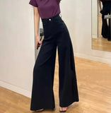 SHOPMOCHO-High Waist Wide Leg Denim Jeans Women's Washed Versatile Loose Slimming Draping Long Pants Spring Autumn New Korean Style