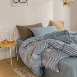 SHOPMOCHO Japan Style Plaid Queen Duvet Cover Set 220x240 High-quality Soft Skin-friendly Bedding Set King Size Quilt Cover Pillowcases