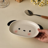 Shopmocho 1pc/2pcs Ceramic bread plate, small dog shaped plate, cute mini fruit plate, dessert plate