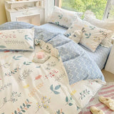 SHOPMOCHO Green Floral Bedding Set Ins Fashion Twin Full Queen Size Duvet Cover No Filler Flat Sheet Pillowcase Girl Home Totel Bed Linens