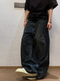 SHOPMOCHO 1Pc Men's Wide Pants Brushed Jeans Wide Jeans Y2K New Rocks Jeans Buggy Black Hip-Hop Pants