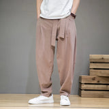 SHOPMOCHO Spring Cotton Linen Pants Men Elastic Waist Casual Harem Pant Loose Sweatpants Traditional Chinese Trousers pantalons homme