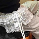 Shopmocho Korean Fashion Lace Irregular Skirt Curtain White Flowers Lace Mesh Halfbody Skirt Women Summer Bottoms Jeans Decorative Hemline