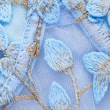 Shopmocho Women Blue Camisole Vest Bra Embroidery Flower Corsets Slim Fit Versatile Lady Corset Top Sexy Lace Rayon Ultra-Thin Thick Bra