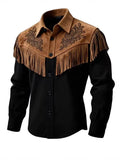 SHOPMOCHO 2026 Autumn Winter Men's Fur Fringed Jacket Coat Vintage Ethnic Trendy Button Open Lining Casual Jacket Streetwear Men's Coat