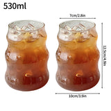 Shopmocho Glass Drinkware Cold Coffee Cups Latte Coffee Glass Iced Juice Milk Water Bottle Aesthetic Cup Wine Cocktail Glass כוסות לקפה קר