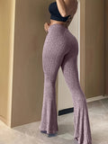 SHOPMOCHO-Slim High Waist Capris Sexy Bell Bottom Flare Tights Solid Hot Y2k Women Clothes E Girl Aesthetic Fashion Streetwear Woman Pants