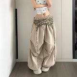 Shopmocho Designer Layering Cargo Pants Women Summer Lightweight Quick-Dry Jazz Dance Trousers Baggy Paratrooper Streetwear Wide Leg Pants