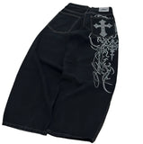 SHOPMOCHO SAtreetwear y2k high quality printing black baggy jeans harajuku trend men women hip hop fashion casual couple Wide-leg pantsY2K