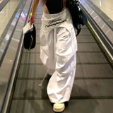 SHOPMOCHO MEXZT Y2K White Cargo Pants Women Streetwear Embroidery Baggy Sweatpants Harajuku Wide Leg Joggers Summer Oversized Trousers New