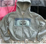 SHOPMOCHO Zipper Hoodie Women Street Y2K New Punk American Hip Hop Joker Pattern 2025 Fleece Padded Sweatshirt Unisex Casual Hoodie