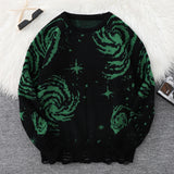 SHOPMOCHONew Trendy Street Style Ripped Abstract Starry Sky Pattern Pullover Ripped Sweater Casual Crew Neck Knitted Men's Pullover