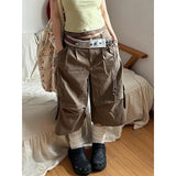 Shopmocho Y2k Baggy Vintage Coffee color Jorts Women High Waist American Streetwear Wide Leg Knee Jeans Casual Loose Summer Denim Shorts