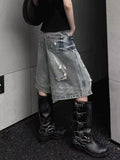 SHOPMOCHO Y2K Hole Jeans Shorts Women American Loose Streetwear Hot Girls Wide Leg Shorts Summer High Waist Retro Wash Denim Shorts