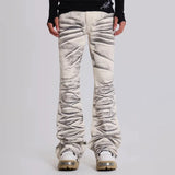 SHOPMOCHO Y2K Retro Distressed Flare Jeans Women High Waist Vintage Washed Denim Bell Bottom Pants Harajuku Streetwear Casual Trousers