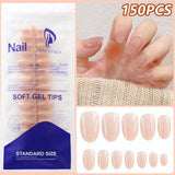 SHOPMOCHO 150Pcs Gradient Nude Short Almond Fake Nails XS/S/M Size Glossy Full Cover Press On Nail for Women Daily Wear False Fingertips