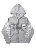 SHOPMOCHO Y2K Gothic Punk Printed Men's and Women's Street Fashion Hooded Sports Shirt Hip Hop Retro Harajuku Loose Zip-up Hoodie