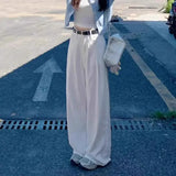 SHOPMOCHO-High Waist Wide Leg Jeans Loose Female Style White Denim Pants Straight Floor-Length Design for plus Size Women