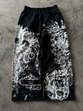 SHOPMOCHO Y2K Trendy Gothic English Letter Embroidered Printed Striped Men Sportswear Pants Retro Harajuku High Street Punk Casual Pants