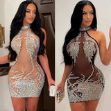 Shopmocho Sexy Summer Women Clothing Mesh Lace Embroidery Nightclub Ladies Dress One-piece Short Skirt Urban Style Elegant Commuting Style