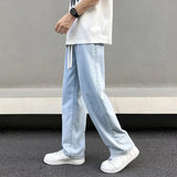 SHOPMOCHO Casual Straight-Leg Jeans Men's Spring New Loose-Fit Elastic Waist American Style Wide-Leg Trousers New Arrival High Street Fash
