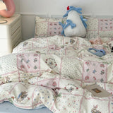 Shopmocho Ins Style Duvet Cover Set with Flat Sheet Pillowcases Cute Orange Cherry Crow Printed Single Double Queen Size Girls Bedding Kit