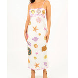Shopmocho Women y2k Vintage Starfish Sequins Maxi Dress Sexy Sleeveless Bodycon Tank Dress Backless Summer Beach Party Long Dresses
