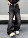 SHOPMOCHO 1Pc Men's Daily Travel Casual American Street Loose Jeans, Black, Light Blue, Sea Blue Fashion Street Style Retro Lantern Jeans Jeans Denim Pants