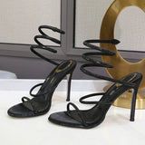 Shopmocho Eilyken Summer Street Style CRYSTAL Ankle Strap Women Sandals Sexy Open Toe Thin High Heels Party Prom Shoes