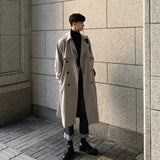 SHOPMOCHO Trench coat Brand New Spring Trench Korean Men's Fashion Overcoat Male Long Windbreaker Streetwear Men Coat Outer Wear Clothing