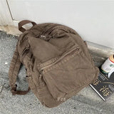 Shopmocho Vintage Backpack New Spring Summer Preppy Style Cotton Unisex Softback Zipper Casual High-Capacity Bookbag Euro-America Style