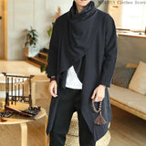 Shopmocho New  Personality Fashion Retro Men's Long Irregular Cape Mens Shirts Leisure Holiday Beach Cotton and Linen Men's Cape Coa