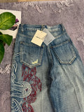 SHOPMOCHO American Y2K New Pattern Embroidery Baggy Jeans Men High Street Vintage Hip Hop Fashion Casual Joker Couple Wide-leg Pants