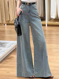 SHOPMOCHO-High Waist Wide Leg Denim Jeans Women's Washed Versatile Loose Slimming Draping Long Pants Spring Autumn New Korean Style