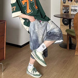 SHOPMOCHO 2025 New Men's Retro Bear 3D Printed Denim Shorts Hip Hop Fashion Straight Wide-leg Jorts High Street Y2K Baggy Bermuda Jeans