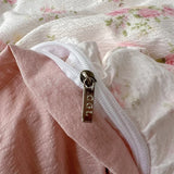 SHOPMOCHO Ruffles Bedding Set Floral Style Duvet Cover Pillowcase with Bedsheet Skin-friendly Bed Linen Set Girls Room Bedclothes 이불세트
