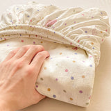 Shopmocho Washed Cotton Fitted Sheet with Elastic Bands Non Slip Adjustable Mattress Cover Printed  Pure Cotton  for Double King Queen