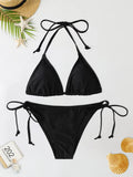 Shopmocho 2Pc/Set 2025 Fashion Sexy Swimsuit Women Bikinis Set Triangle Swimwear String Beachwear Thong One Piece Suits Brazilian Biquini