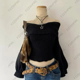Shopmocho Y2k Women Harajuku Aesthetic 2000s Fashion Knit Sweater Goth Hip Hop Punk Graphic Pullover Streetwear EMO Girl Long Sleeve Retro
