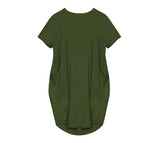 Shopmocho Plus Size Women Short Sleeve O-Neck Loose Casual Dresses
