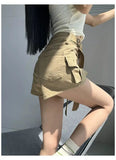 SHOPMOCHO Women's High Waist Mini Skirt Y2K Denim Workwear Shorts Elastic Slimming Summer Hot Pants Trendy Plus Size Skirts for Ladies