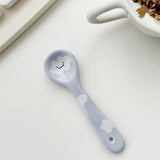 Shopmocho Cute Smiling Spoons Ceramic Ice Cream Spooon Irregular Hand Painted Dessert Breakfast Spoon Home Kitchen Tableware Accessories