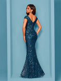 Shopmocho Elegant Blue Evening Dress For Women Long 2025 Luxury Mermaid Formal Sequins Prom Wedding Party Cocktail Dresses
