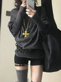 SHOPMOCHO 2000s Korean Fashion Slim Batwing Sleeve Autumn Sweaters Y2k Pure Color Subculture Casual Long Sleeve Pullovers Sweaters Chic