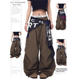 Shopmocho Summer Women Goblin Core Long Trousers Gyaru Parachute Pants Y2K Japanese Harajuku Baggy Grunge 2000s Abi Hip-pop Cyber Punk