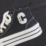 SHOPMOCHO 2026 Summer Women's Sneakers New Canvas Lace-Up Women's Sports Shoes Breathable Platform Sneakers Shoes White Casual Women Shoes