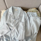 SHOPMOCHO Autumn New Solid Simple Men's Pajamas Set Plus Size Lapel Neck Long Sleeve 2 PC Men's Pajamas Casual Soft Oversized Loungewear