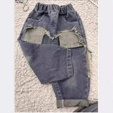 SHOPMOCHO Boys Jeans Children Spring Denim Autumn New Fashion Straight Pants 2025 Kids Loose Casual Elastic Trousers 2-8 Years Old